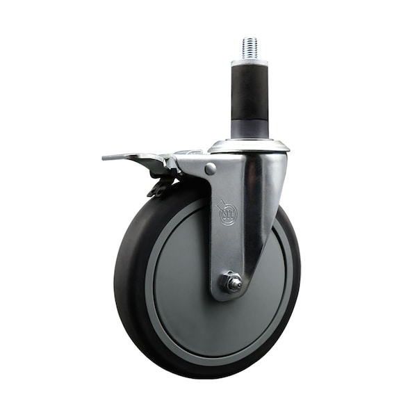 6'' Thermoplastic Rubber Swivel 1-1/4'' Expanding Stem Caster Total Lock Brake